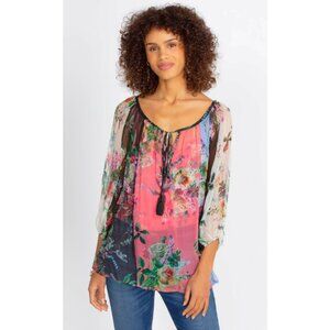 NWT Johnny Was Gisele Peasant Blouse Silk